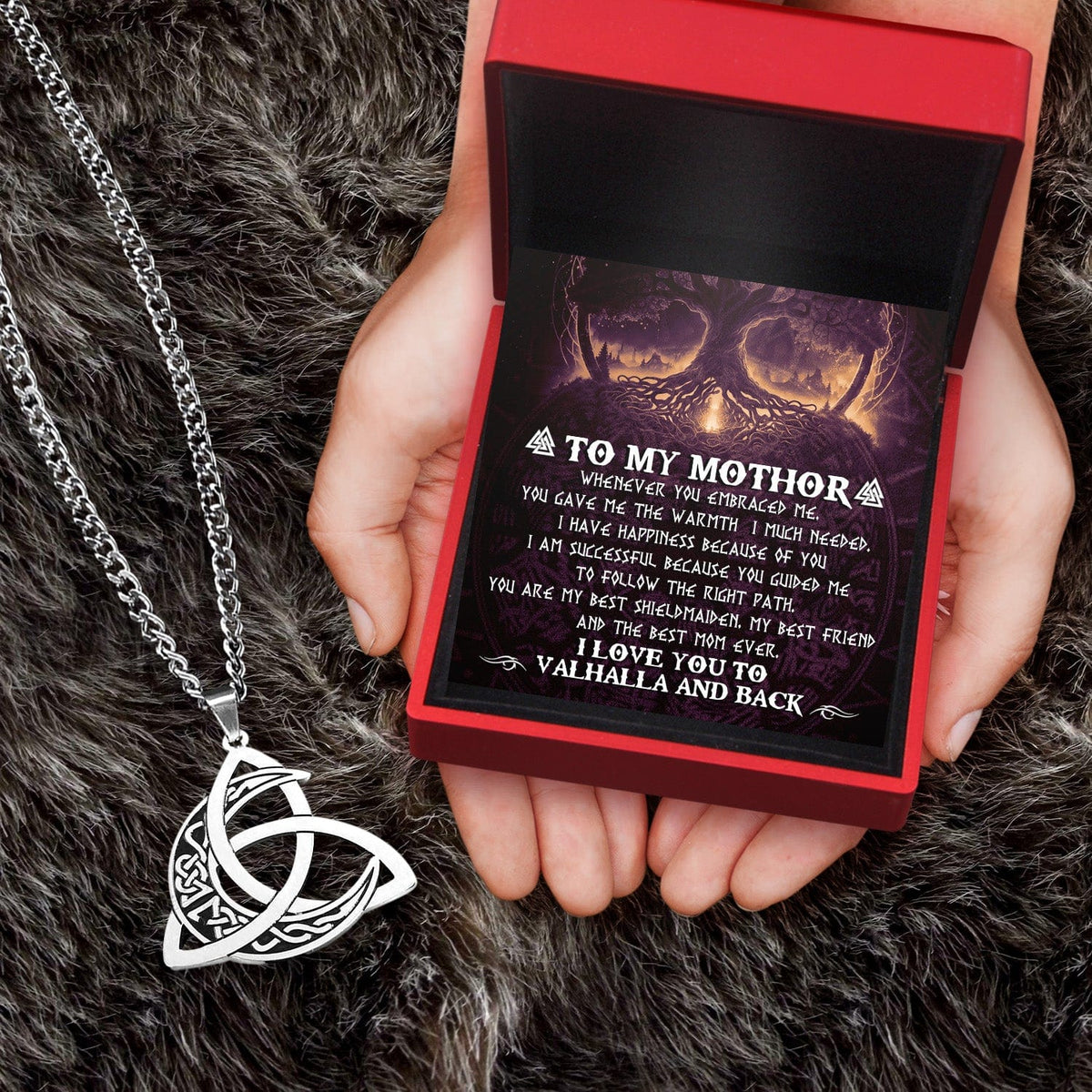 Triple Moon Goddess Necklace - Viking - To My Mothor - You Are My Best Shieldmaiden - Gnya19003