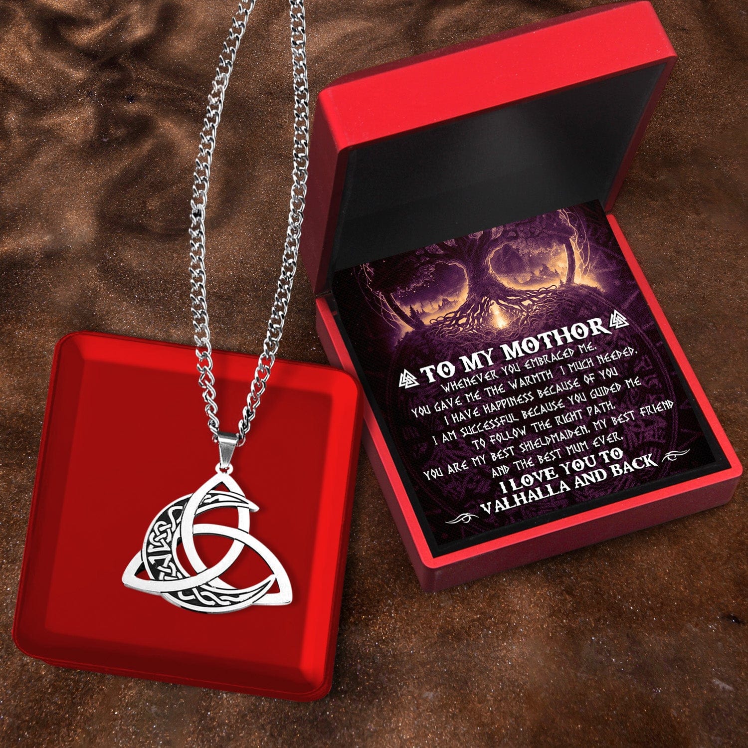 Triple Moon Goddess Necklace - Viking - To My Mothor - You Are My Best Shieldmaiden - Gnya19004