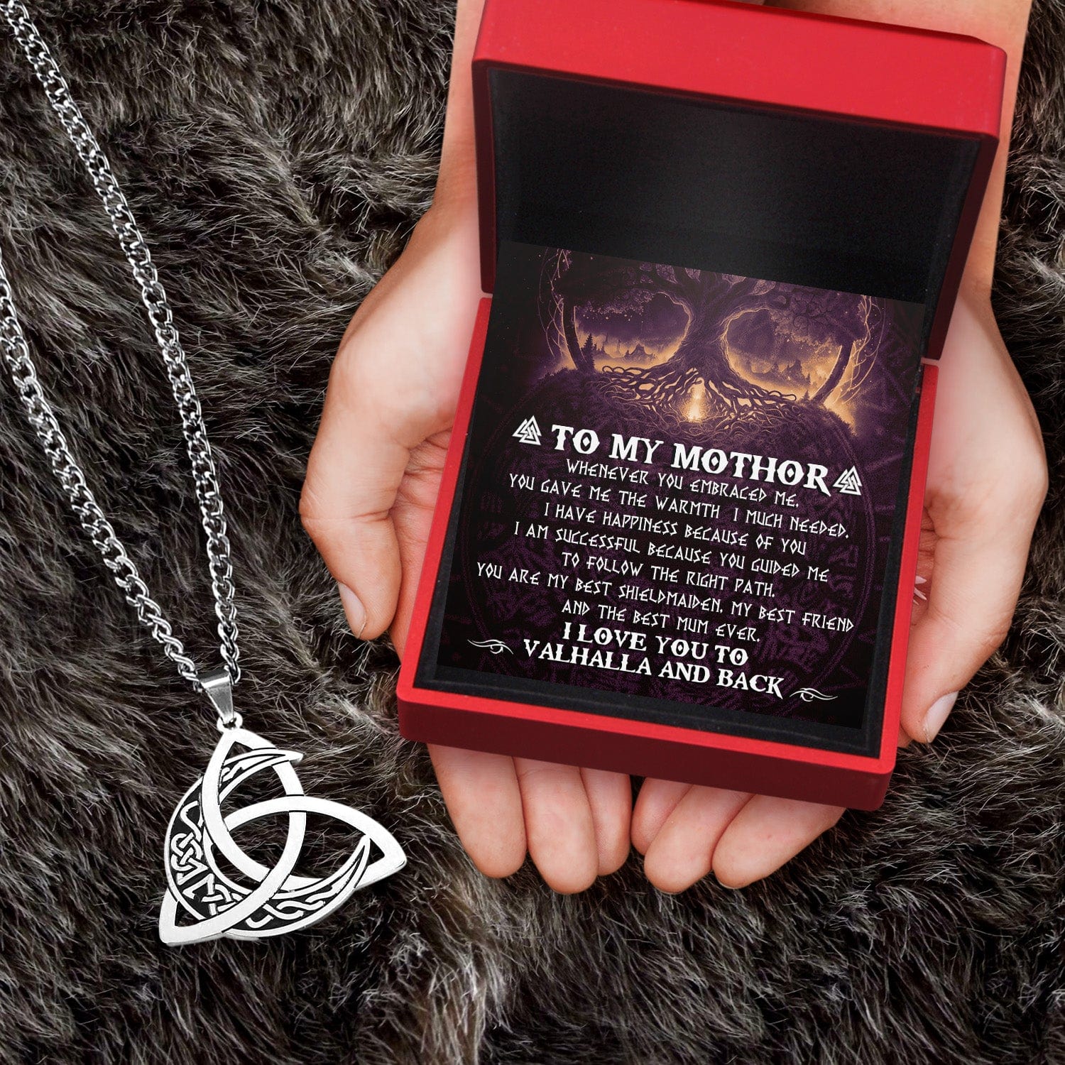 Triple Moon Goddess Necklace - Viking - To My Mothor - You Are My Best Shieldmaiden - Gnya19004