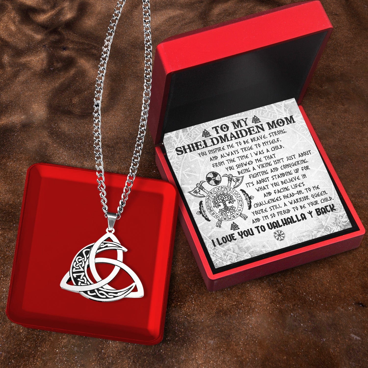Triple Moon Goddess Necklace - Viking - To My Shieldmaiden Mom - I'm So Proud To Be Your Child - Gnya19005