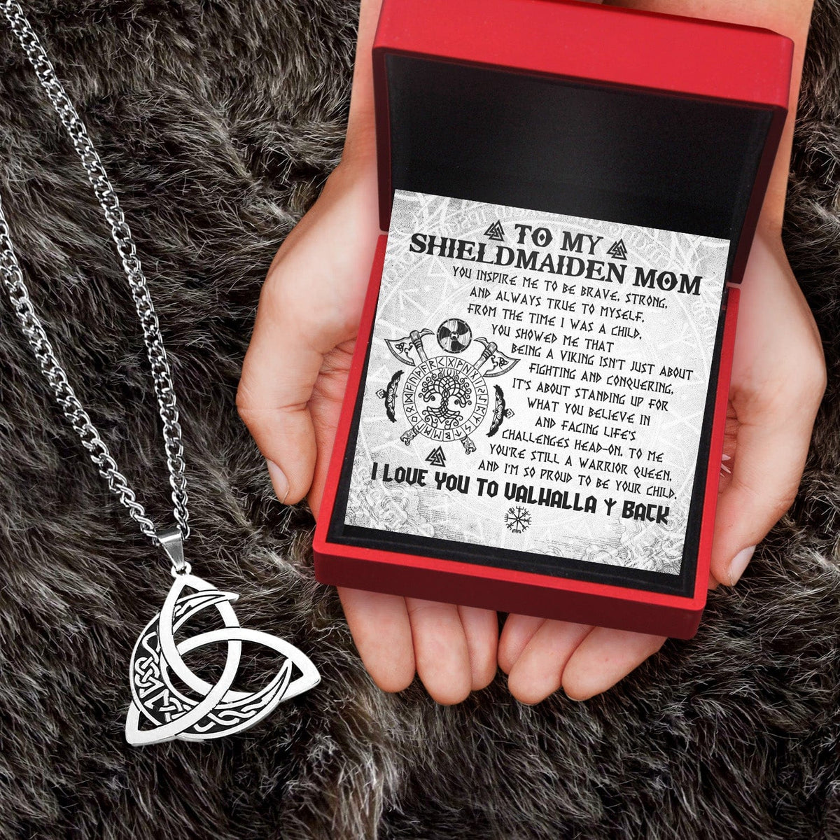 Triple Moon Goddess Necklace - Viking - To My Shieldmaiden Mom - I'm So Proud To Be Your Child - Gnya19005