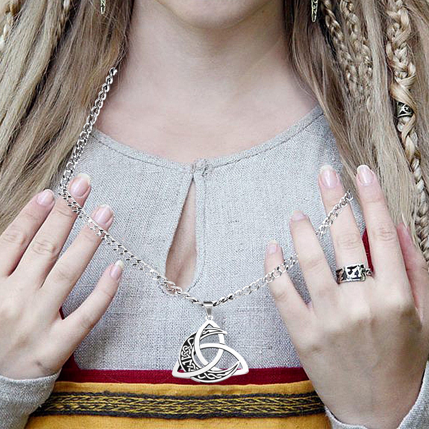 Triple Moon Goddess Necklace - Viking - To My Shieldmaiden Mom - I'm So Proud To Be Your Child - Gnya19005