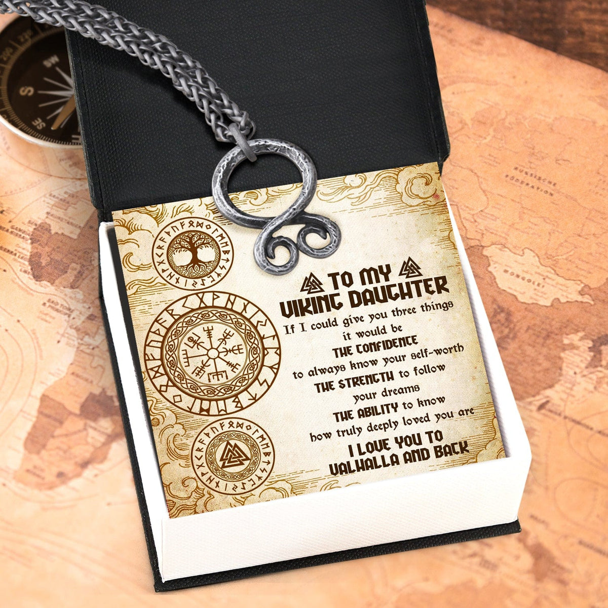 Troll Cross Necklace - Viking - To My Daughter - I Love You To Valhalla And Back - Gnfq17001