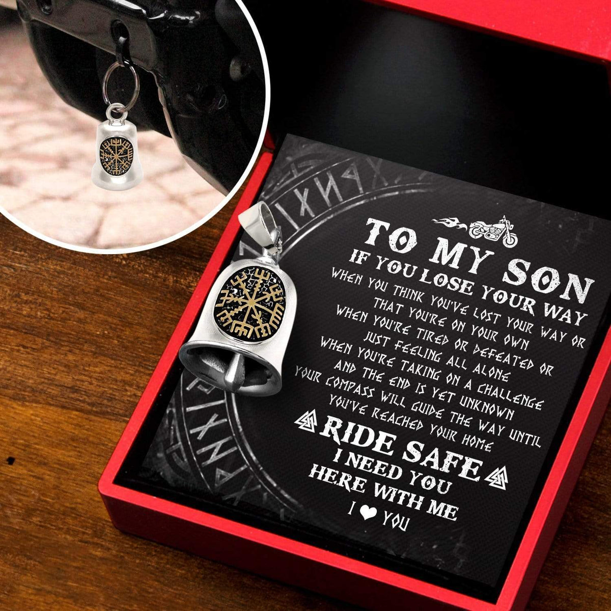Viking Compass Bell - Viking - Biker - To My Son - I Need You Here With Me - Gnzv16002