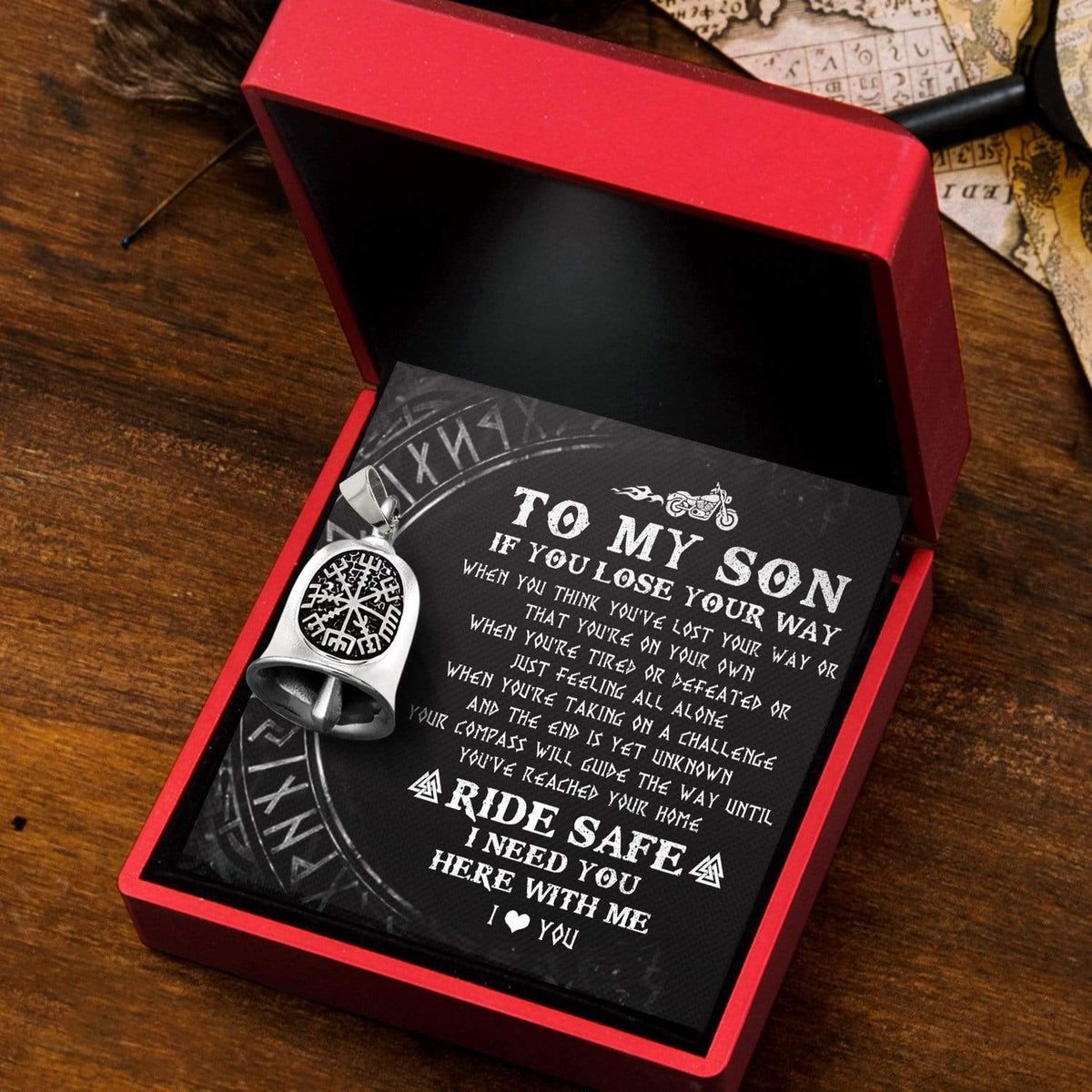 Viking Compass Bell - Viking - Biker - To My Son - I Need You Here With Me - Gnzv16002