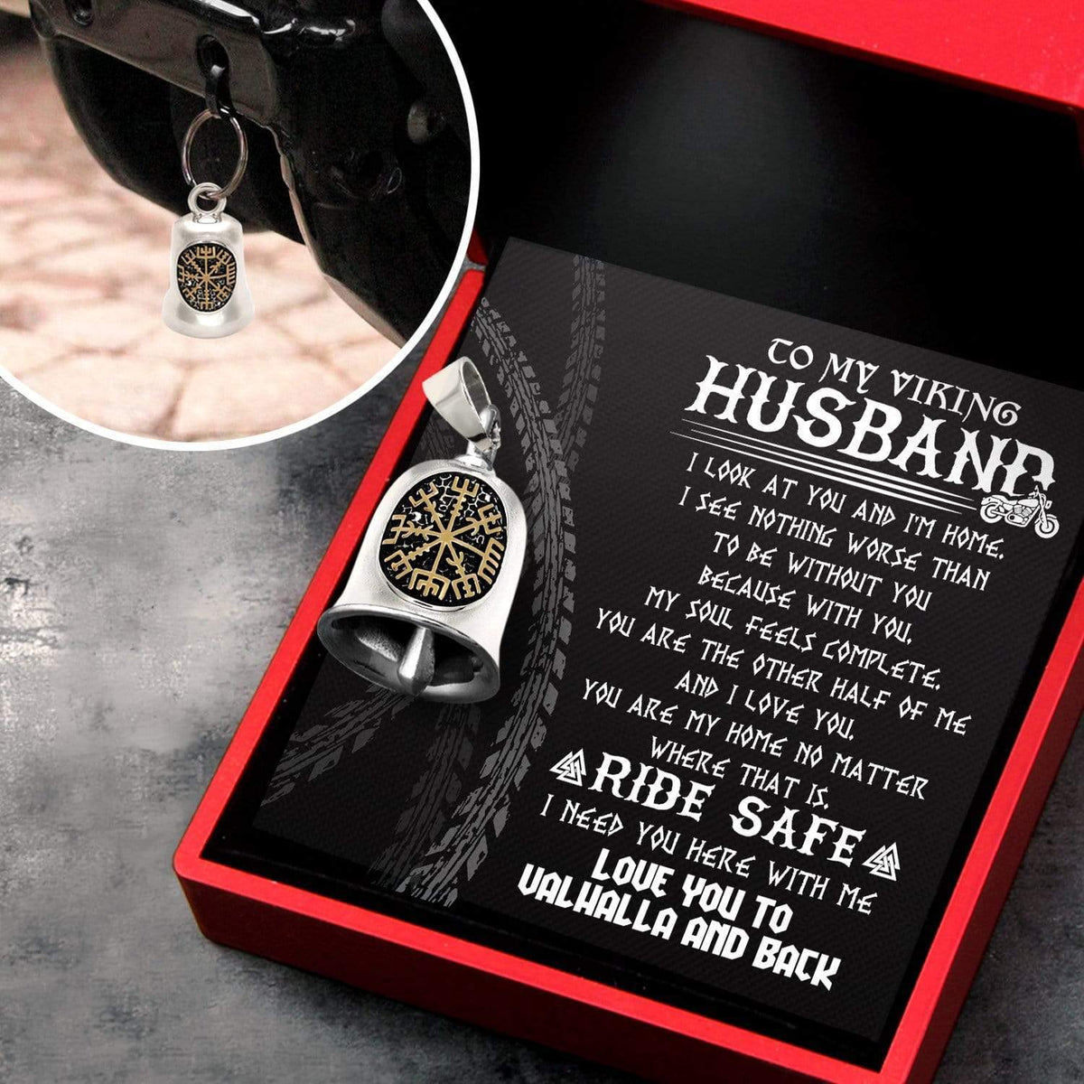 Viking Compass Bell - Viking - Biker - To My Viking Husband - Love You To Valhalla And Back - Gnzv14001