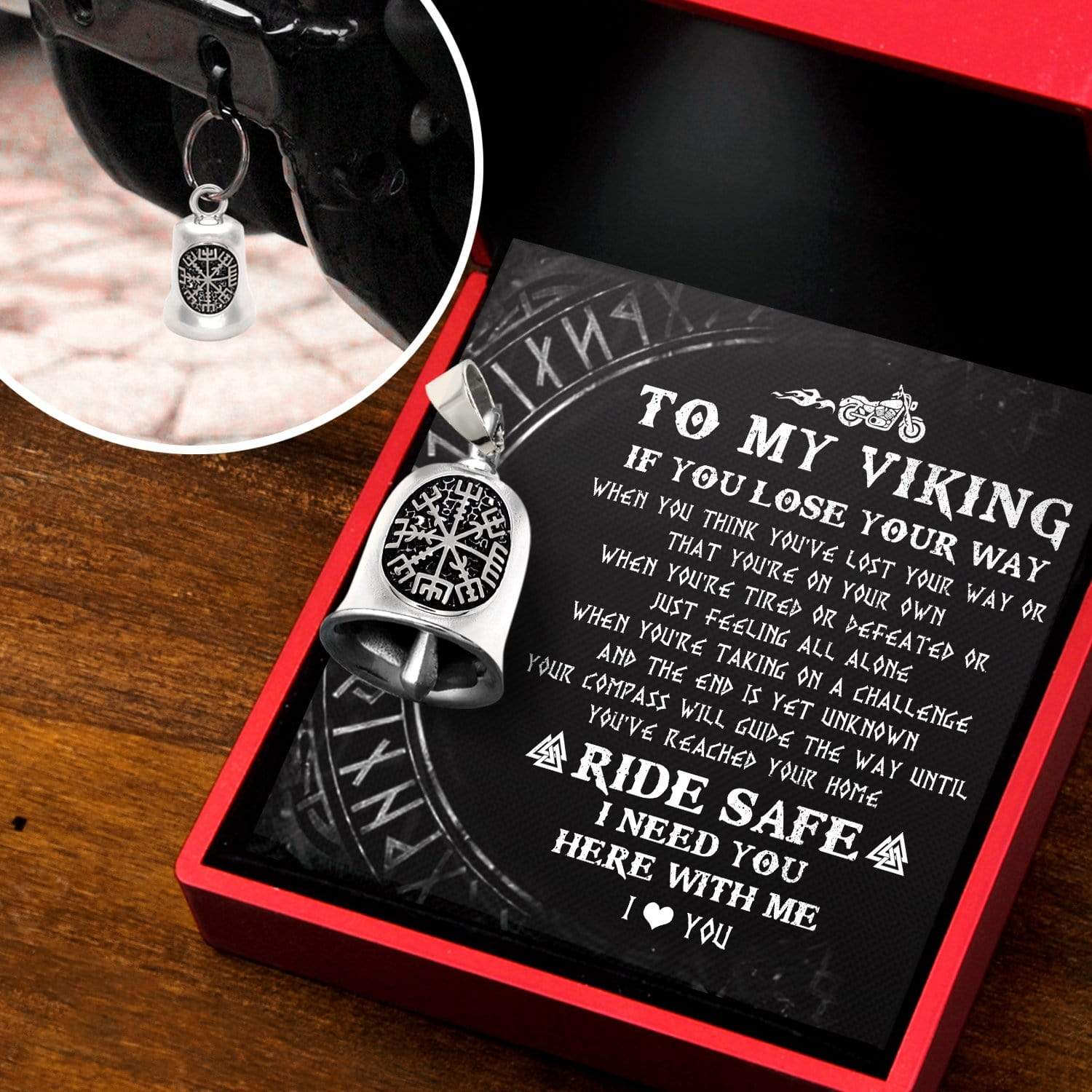 Viking Compass Bell - Viking - Biker - To My Viking - I Need You Here With Me - Gnzv26001