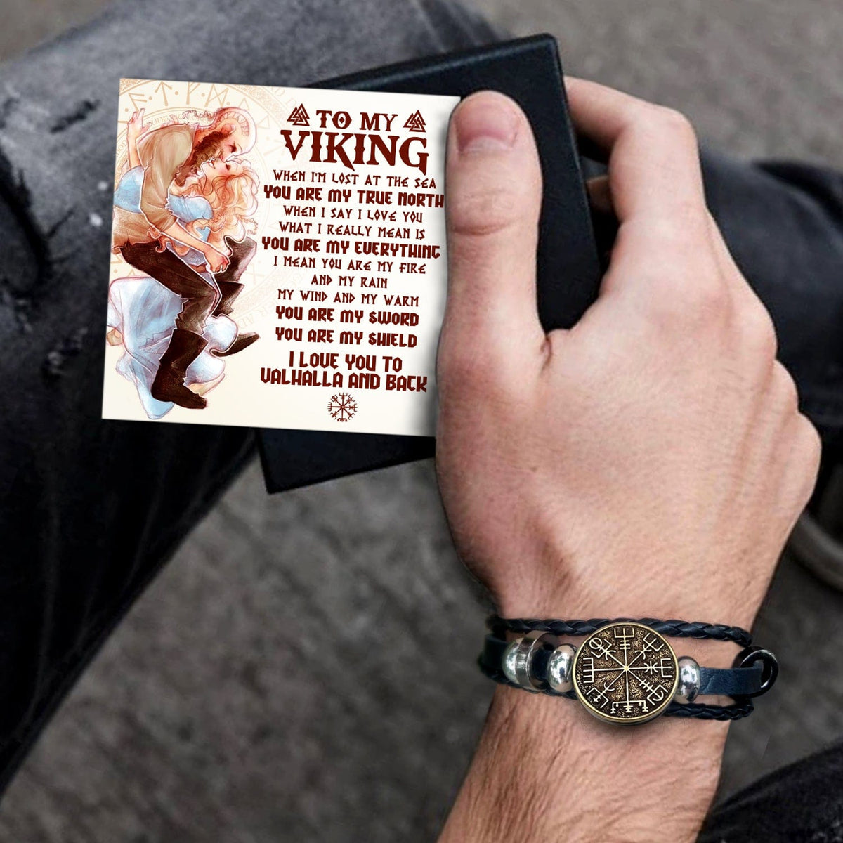 Viking Compass Bracelet - Viking - To Man - I Love You To Valhalla & Back - Gbla26004