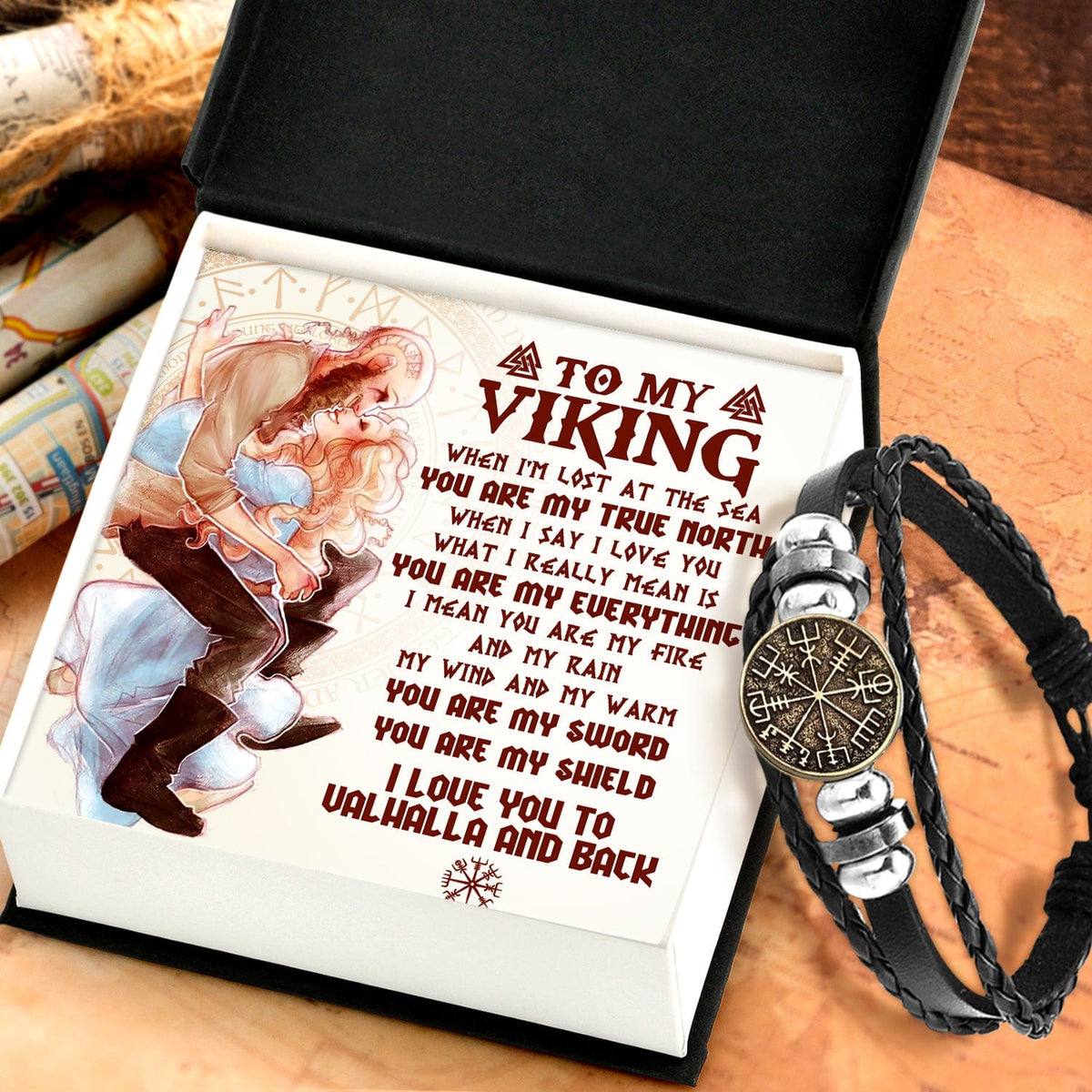 Viking Compass Bracelet - Viking - To Man - I Love You To Valhalla & Back - Gbla26004