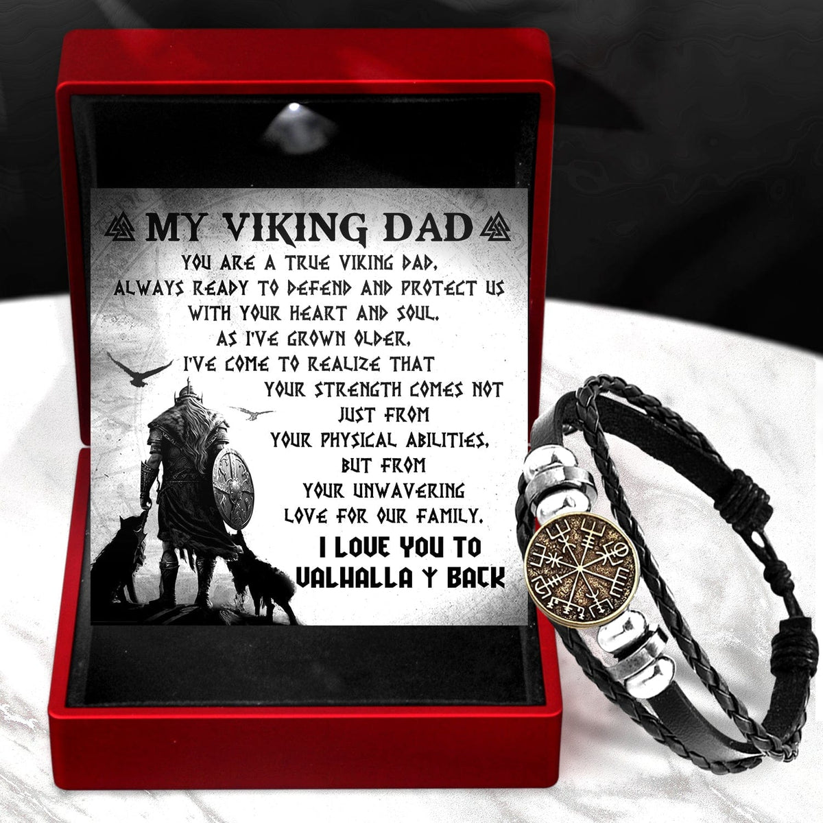 Viking Compass Bracelet - Viking - To My Dad - I Love You To Valhalla & Back - Gbla18002