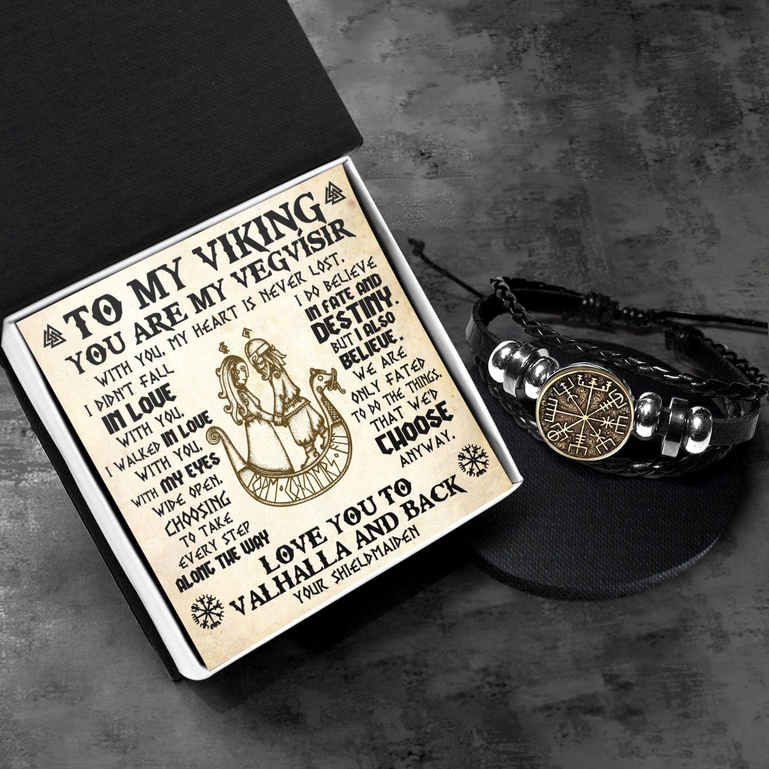 Viking Compass Bracelet - Viking - To My Man - I Love You To Valhalla And Back - Gbla26007
