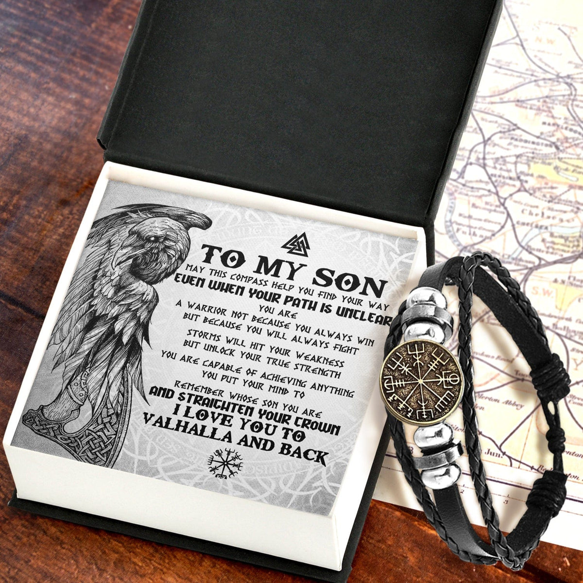 Viking Compass Bracelet - Viking - To My Son - I Love You To Valhalla And Back - Gbla16007