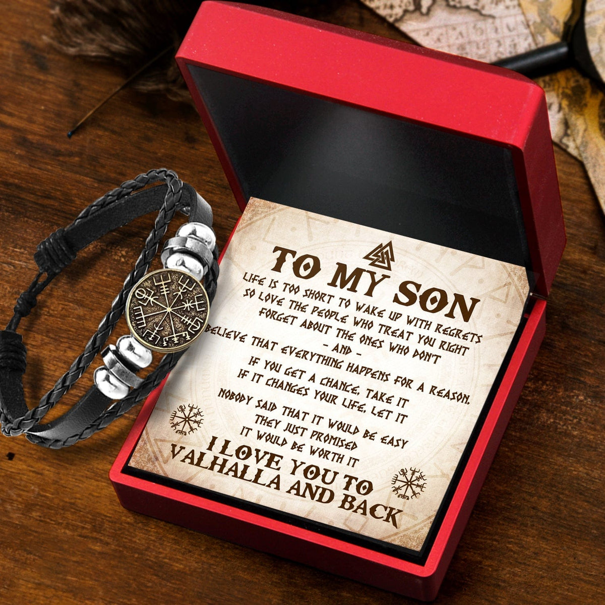 Viking Compass Bracelet - Viking - To My Viking Son - I Love You To Valhalla And Back - Gbla16006