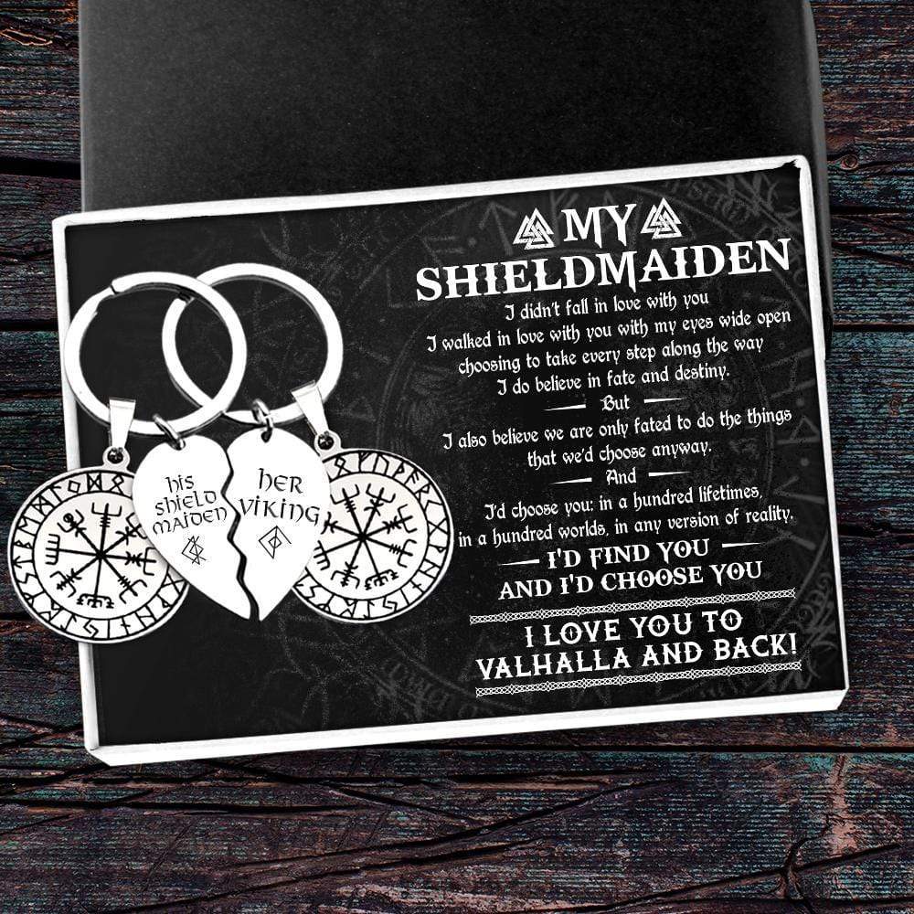 Viking Compass Couple Keychains - My Shieldmaiden - I'd Choose You - Gkdl13001