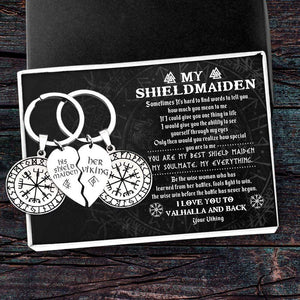 Viking Compass Couple Keychains - My Shieldmaiden - I Love You To Valhalla And Back - Gkdl13002