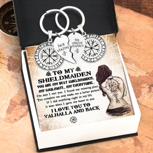 Viking Compass Couple Keychains - My Shieldmaiden - I Love You To Valhalla And Back - Gkes13001