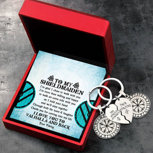 Viking Compass Couple Keychains - My Shieldmaiden - I Love You To Valhalla And Back - Gkes13002