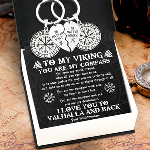 Viking Compass Couple Keychains - Viking - My Man - I Love You To Valhalla And Back - Gkes26005