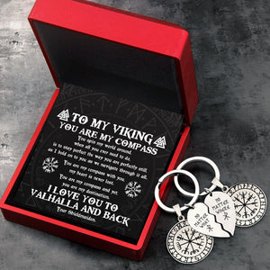 Viking Compass Couple Keychains - Viking - My Man - I Love You To Valhalla And Back - Gkes26005