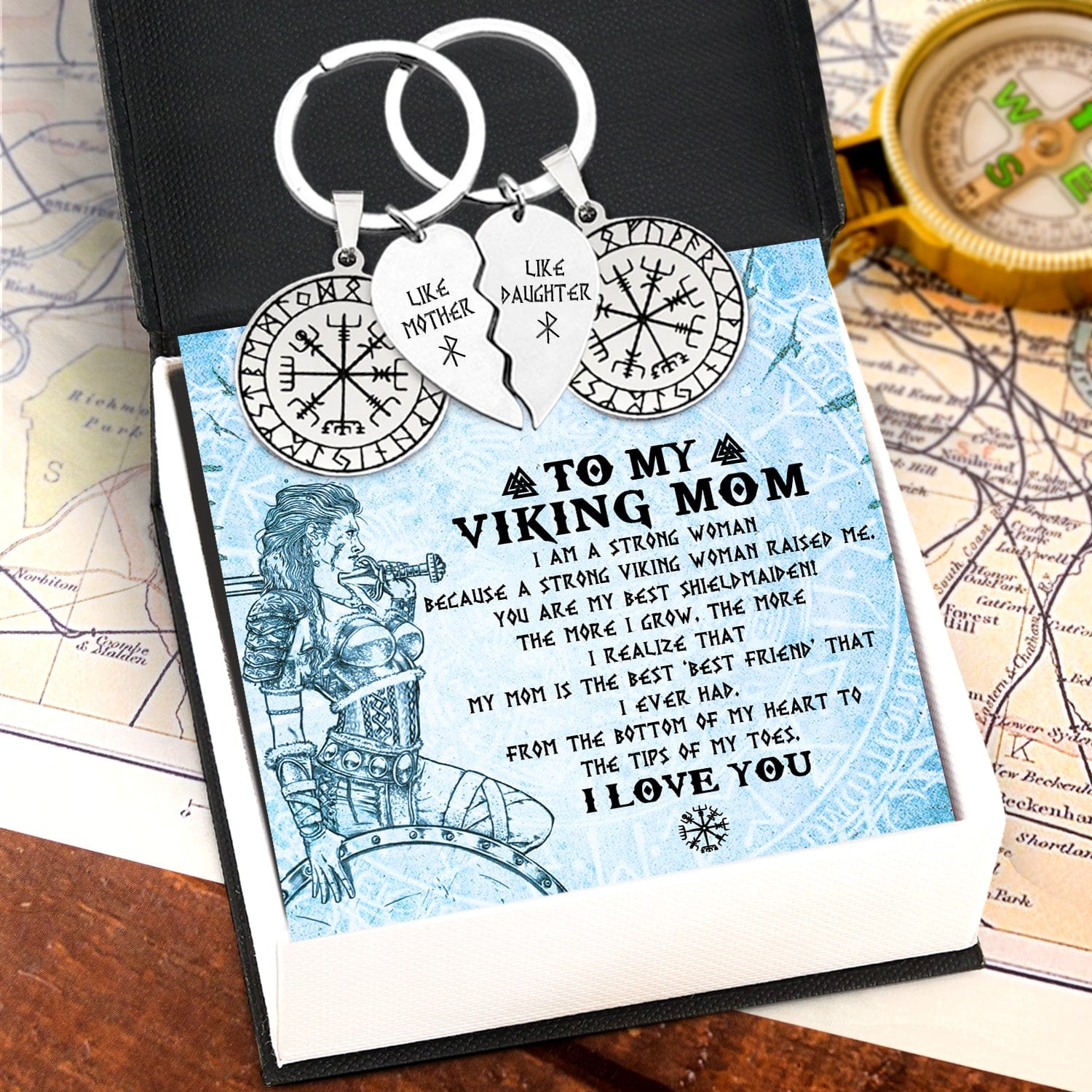 Viking Compass Couple Keychains - Viking - To My Viking Mom - You Are My Best Shieldmaiden - Gkdl19001