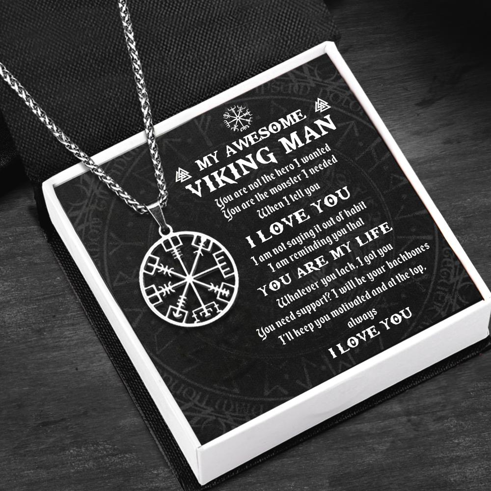Viking Compass Necklace - My Awesome Viking Man - You Are My Life -  Gndd26001