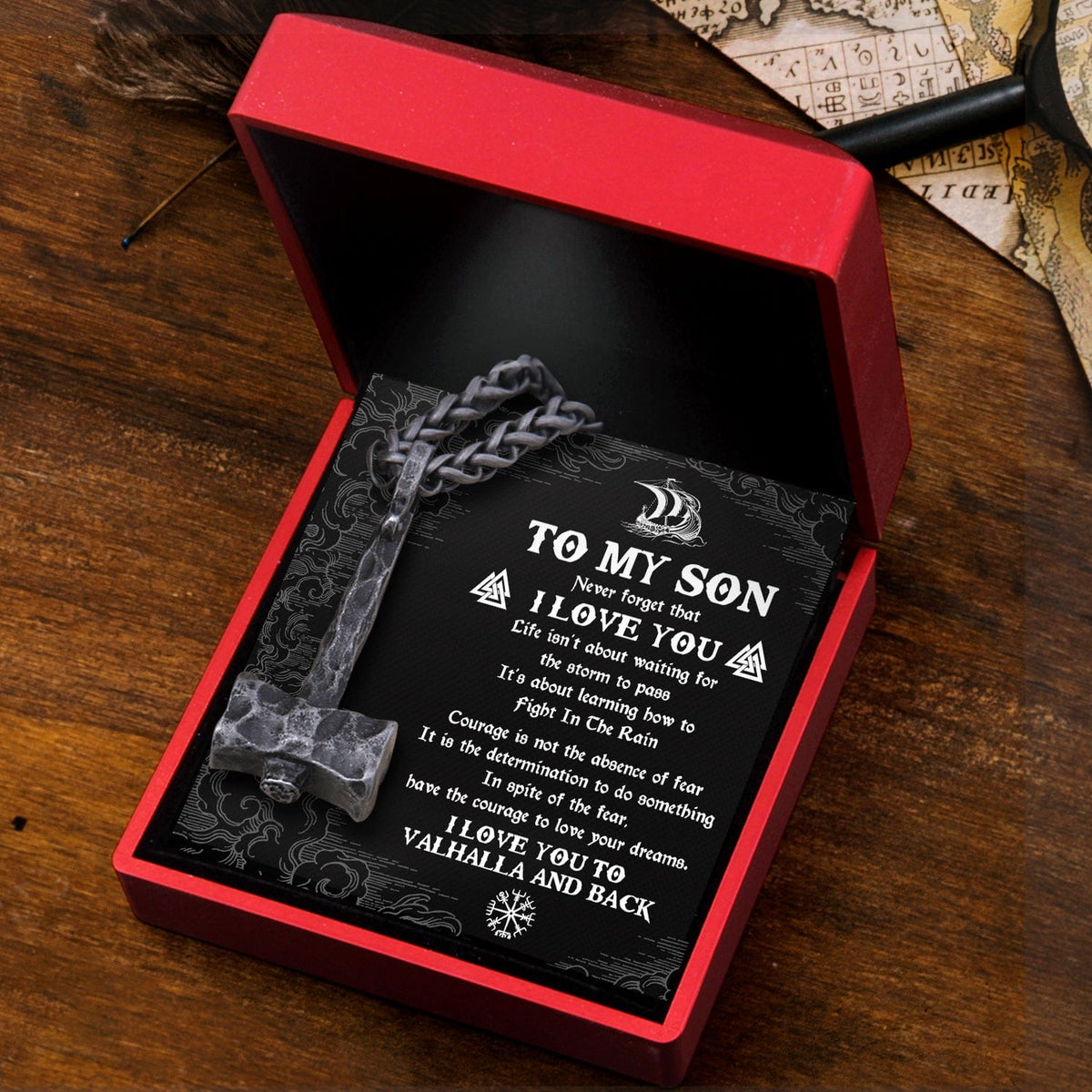 Viking Hammer Necklace - Viking - To My Son - I Love You To Vahalla And Back - Gnfr16005