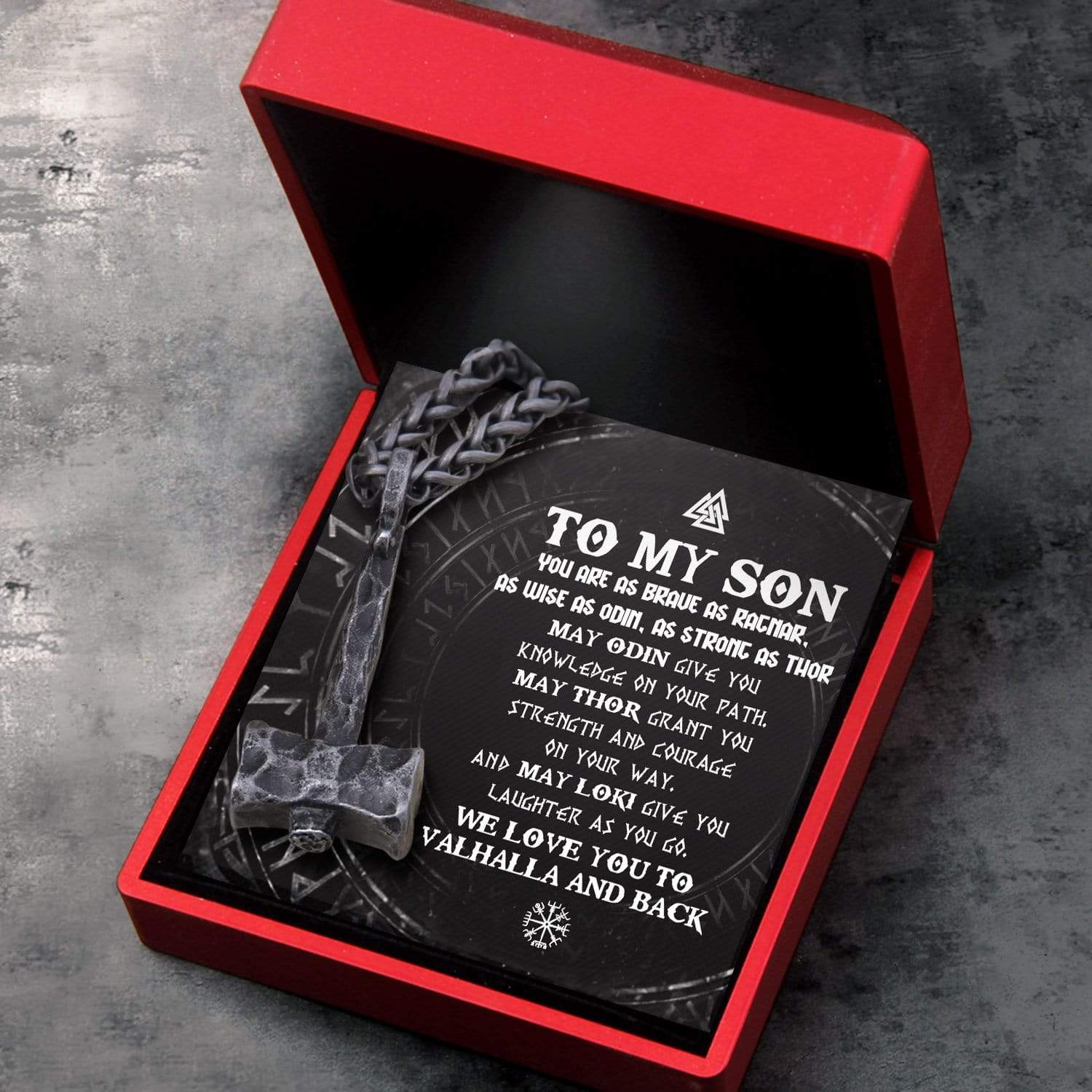 Viking Hammer Necklace - Viking - To My Son - We Love You To Vahalla And Back - Gnfr13002