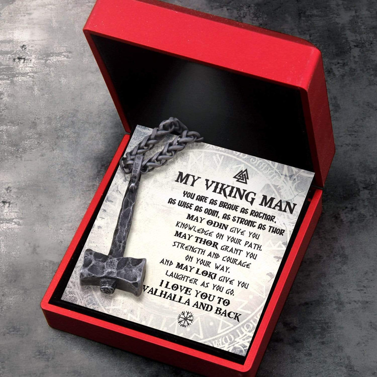 Viking Hammer Necklace - Viking - To My Viking Man - I Love You To Vahalla And Back - Gnfr26001