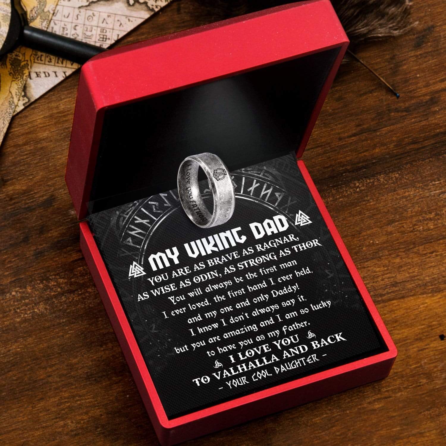 Viking Hammer Ring - Viking - To My Viking Dad - From Daughter - My One And Only Daddy - Gri18010