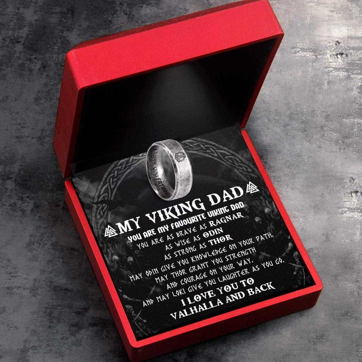 Viking Hammer Ring - Viking - To My Viking Dad - I Love You To Valhalla And Back - Gri18006