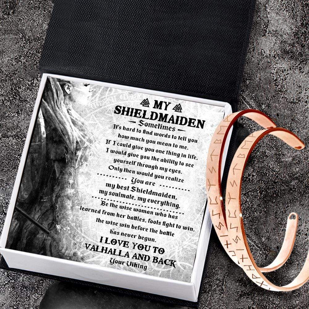 Viking Rune Couple Bracelets - To My Shieldmaiden - I Love You To Valhalla And Back - Gbt13002