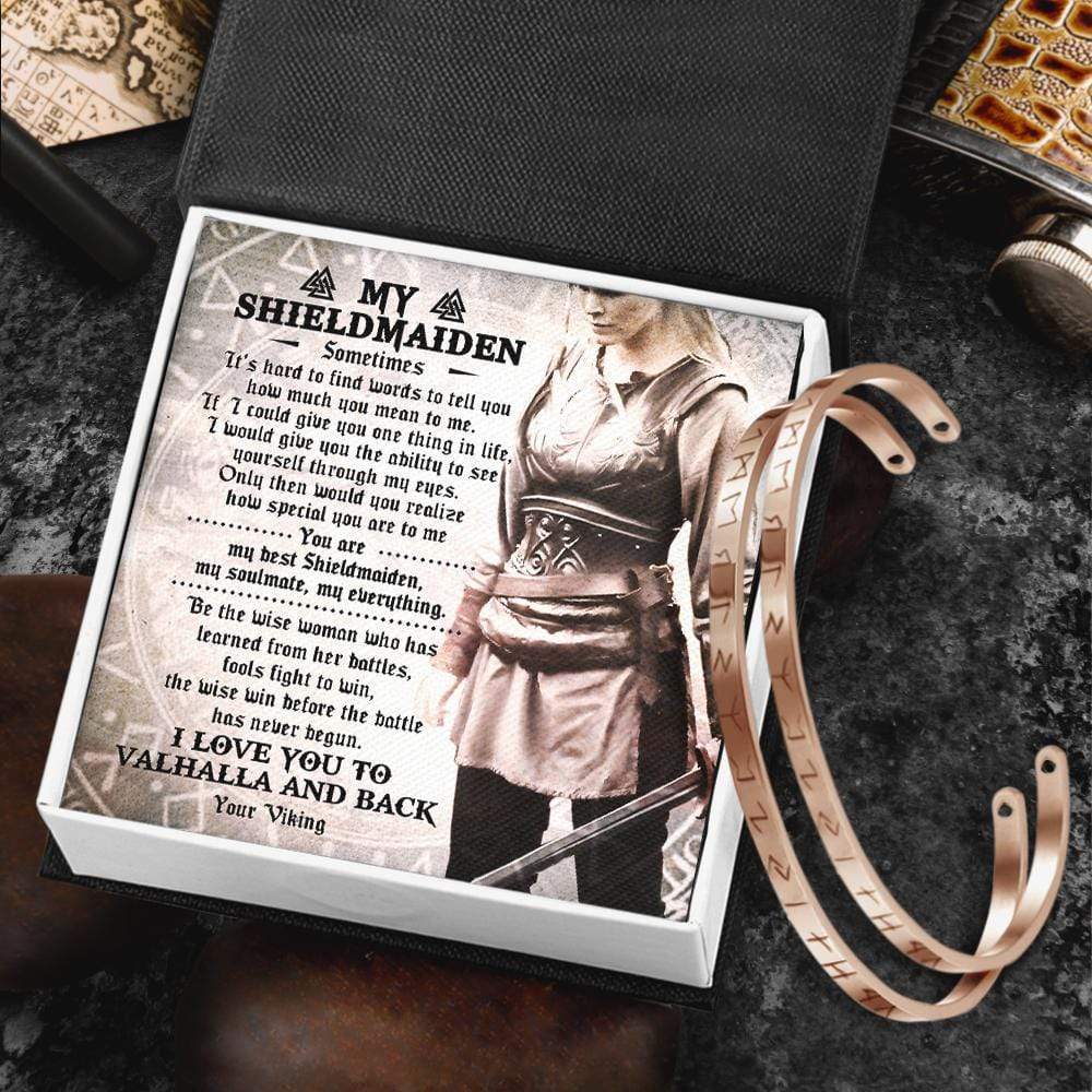 Viking Rune Couple Bracelets - To My Shieldmaiden - I Love You To Valhalla And Back - Gbt13023