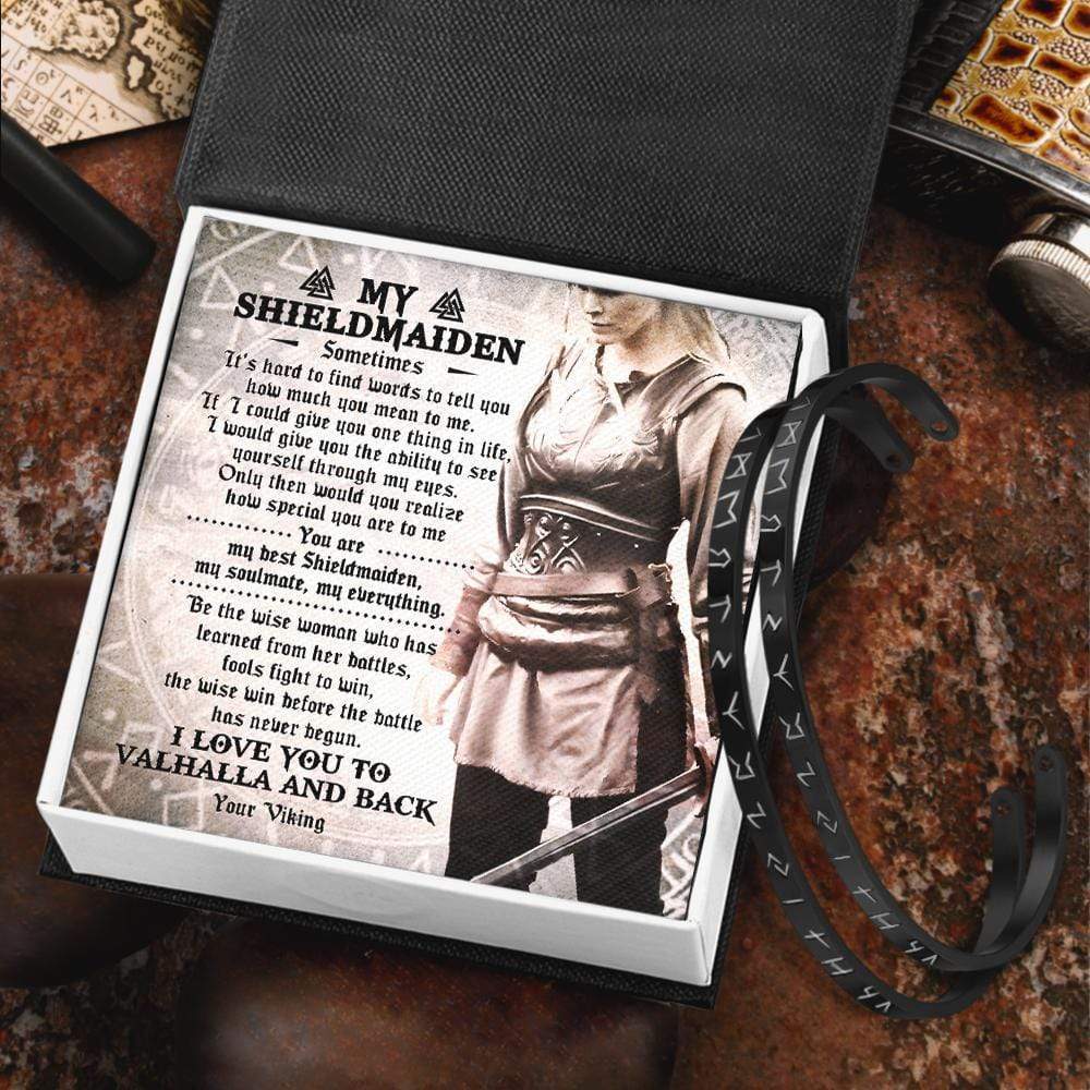 Viking Rune Couple Bracelets - To My Shieldmaiden - I Love You To Valhalla And Back - Gbt13023