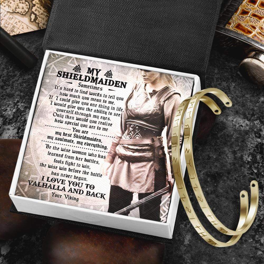 Viking Rune Couple Bracelets - To My Shieldmaiden - I Love You To Valhalla And Back - Gbt13023