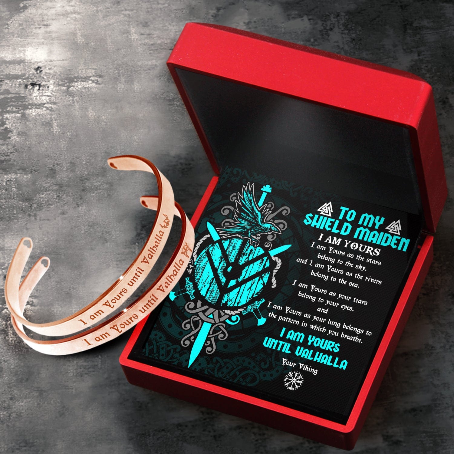 Viking Rune Couple Bracelets - Viking - To My Shield Maiden - I Am Yours As The Stars Belong To The Sky - Gbt13040
