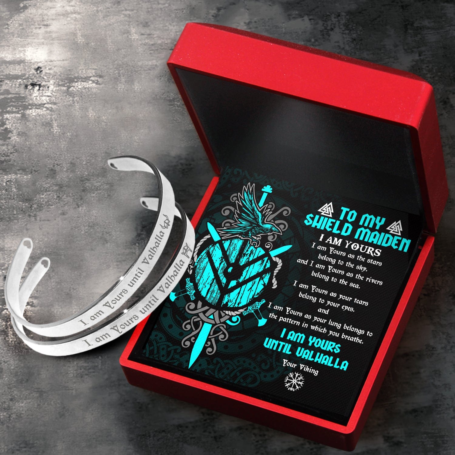Viking Rune Couple Bracelets - Viking - To My Shield Maiden - I Am Yours As The Stars Belong To The Sky - Gbt13040