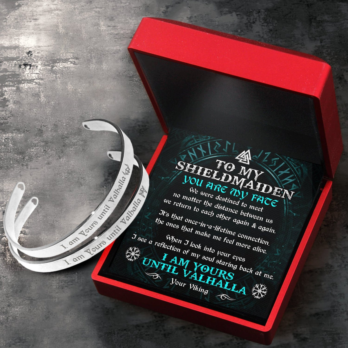 Viking Rune Couple Bracelets - Viking - To My Shield Maiden - I Am Yours Until Valhalla - Gbt13042