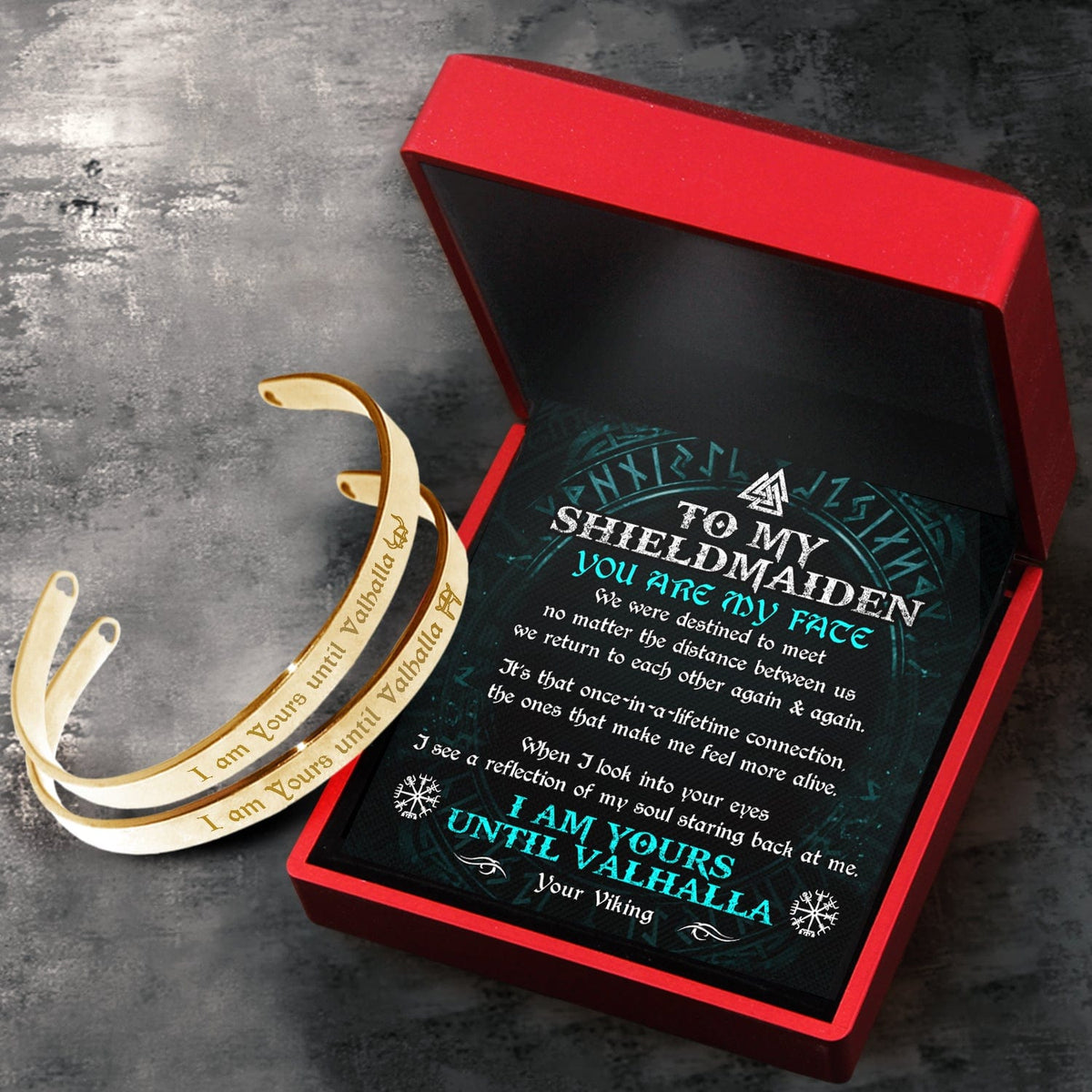 Viking Rune Couple Bracelets - Viking - To My Shield Maiden - I Am Yours Until Valhalla - Gbt13042