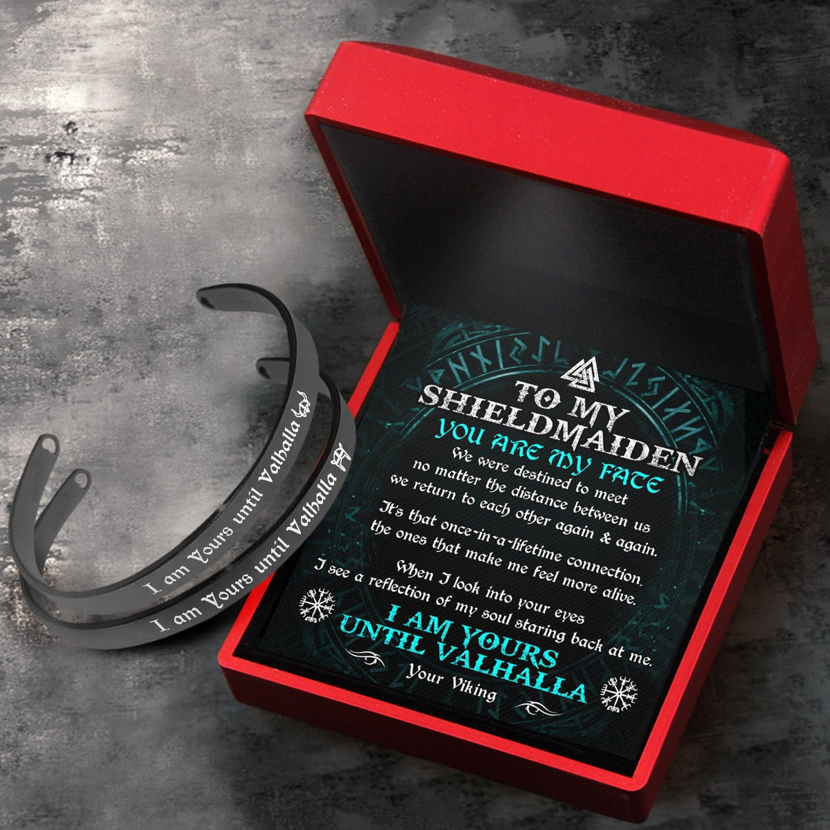 Viking Rune Couple Bracelets - Viking - To My Shield Maiden - I Am Yours Until Valhalla - Gbt13042