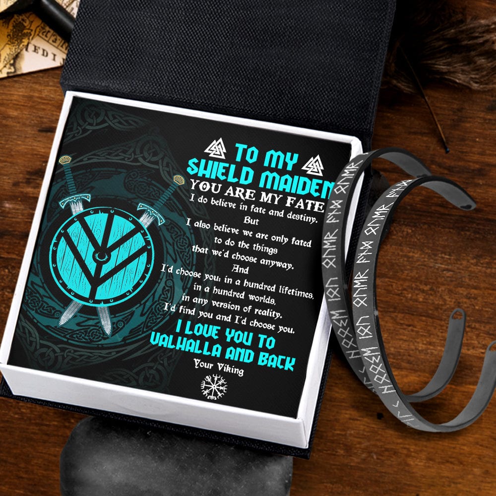 Viking Rune Couple Bracelets - Viking - To My Shield Maiden - I Love You To Valhalla And Back - Gbt13038