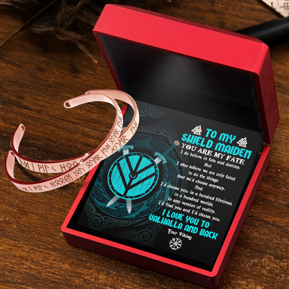 Viking Rune Couple Bracelets - Viking - To My Shield Maiden - I Love You To Valhalla And Back - Gbt13038