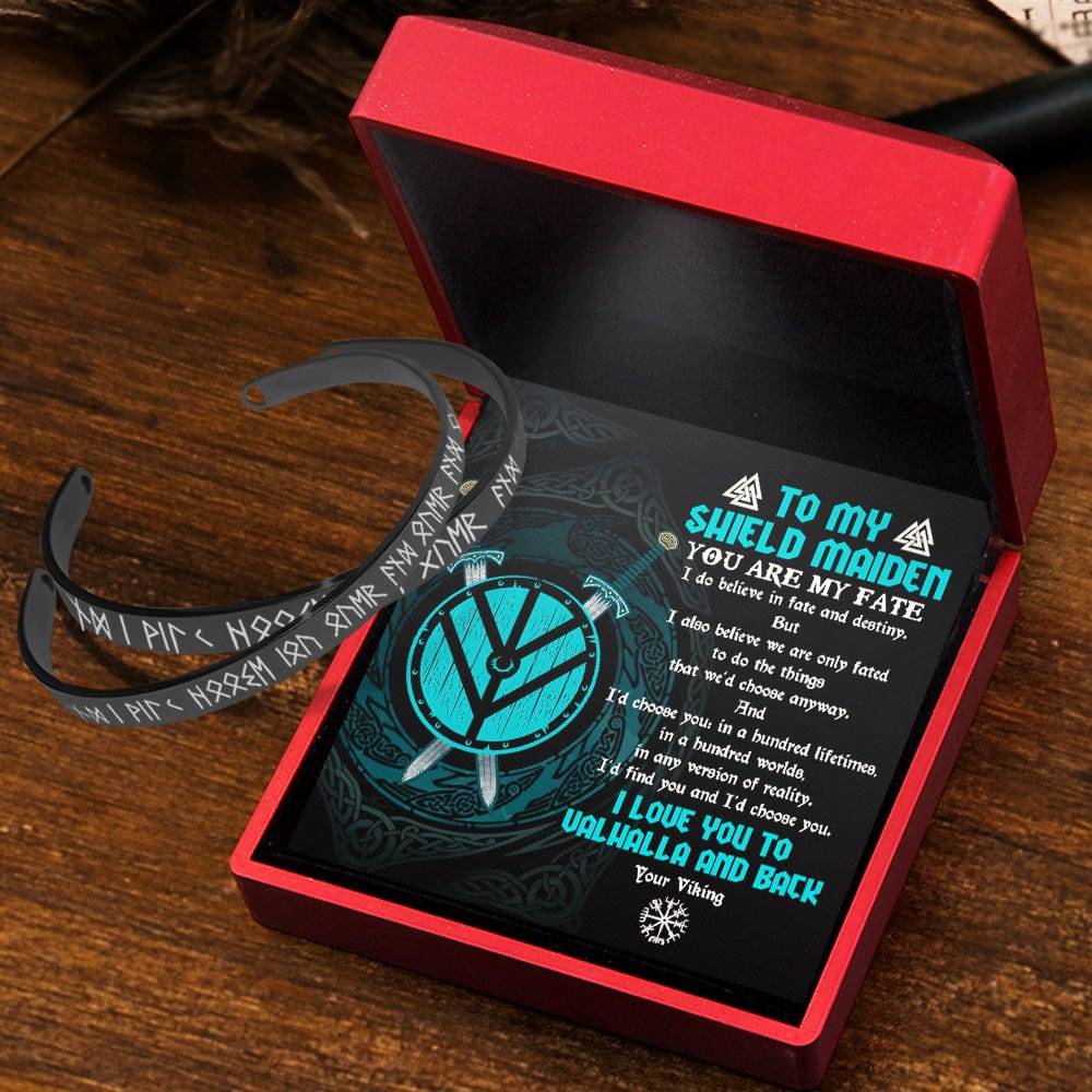 Viking Rune Couple Bracelets - Viking - To My Shield Maiden - I Love You To Valhalla And Back - Gbt13038