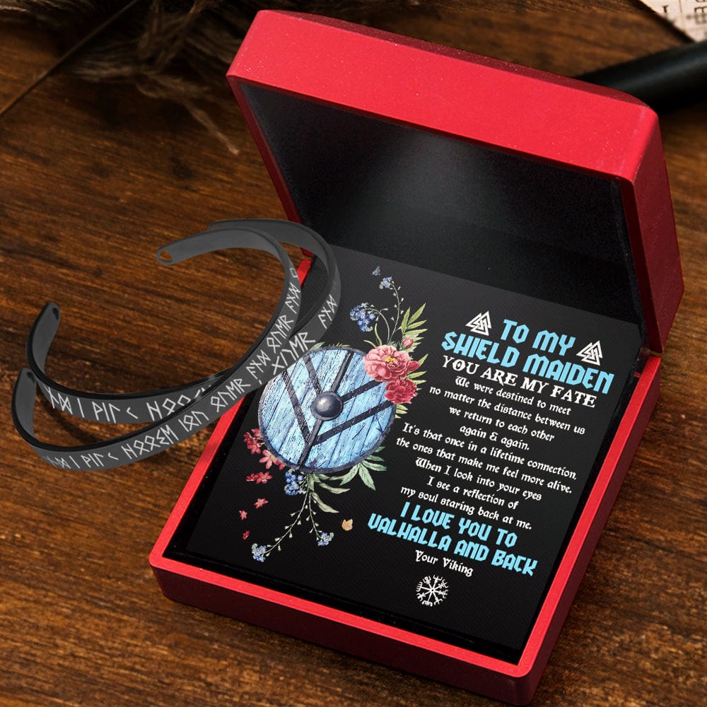 Viking Rune Couple Bracelets - Viking - To My Shield Maiden - I Love You To Valhalla And Back - Gbt13039
