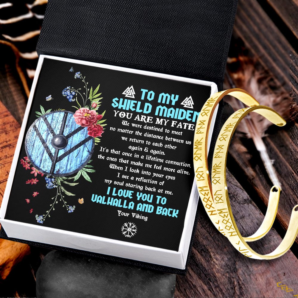 Viking Rune Couple Bracelets - Viking - To My Shield Maiden - I Love You To Valhalla And Back - Gbt13039
