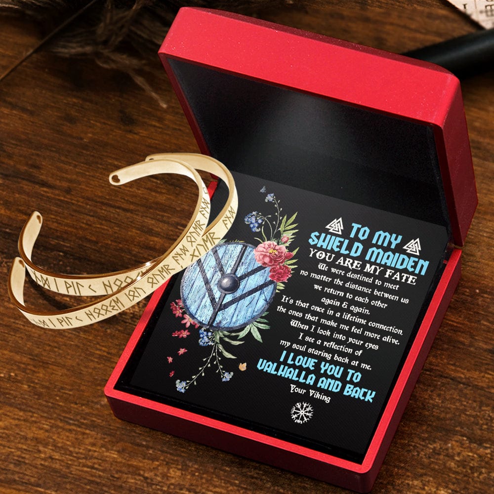 Viking Rune Couple Bracelets - Viking - To My Shield Maiden - I Love You To Valhalla And Back - Gbt13039