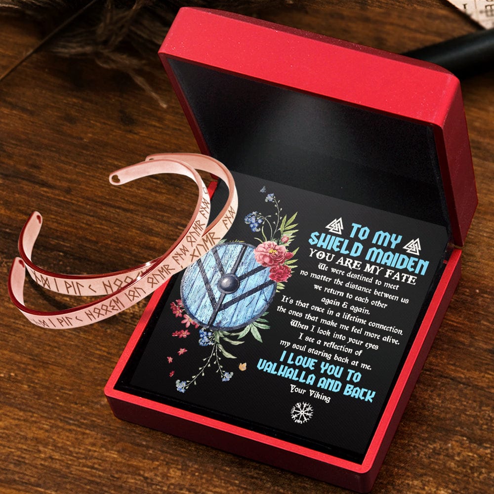 Viking Rune Couple Bracelets - Viking - To My Shield Maiden - I Love You To Valhalla And Back - Gbt13039
