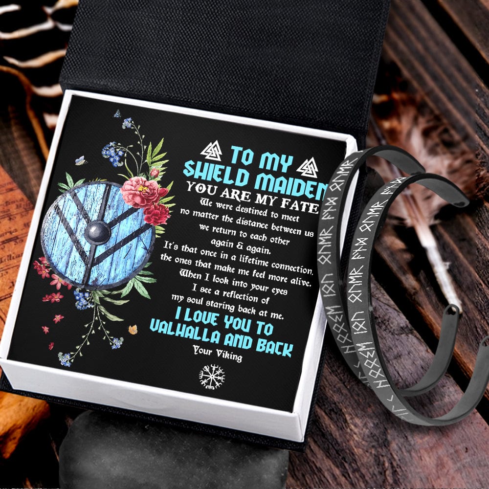Viking Rune Couple Bracelets - Viking - To My Shield Maiden - I Love You To Valhalla And Back - Gbt13039