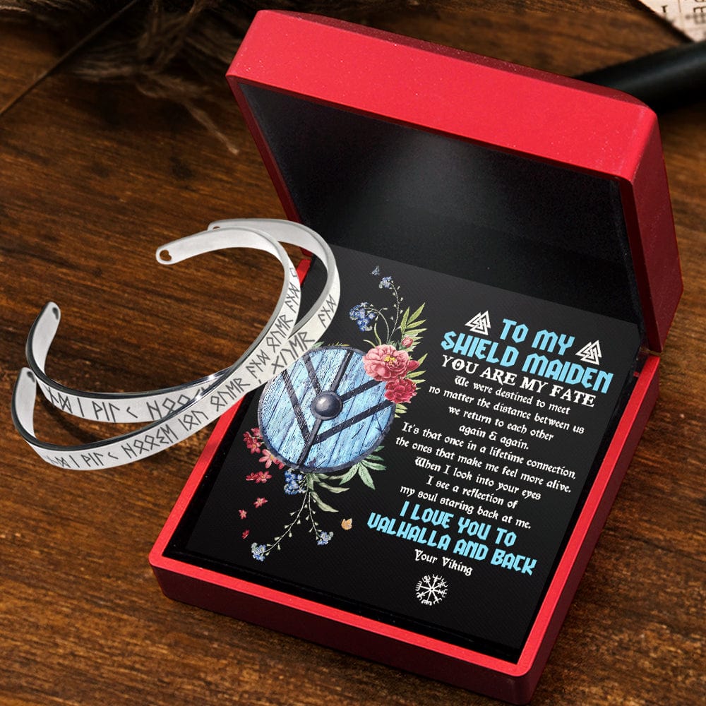 Viking Rune Couple Bracelets - Viking - To My Shield Maiden - I Love You To Valhalla And Back - Gbt13039