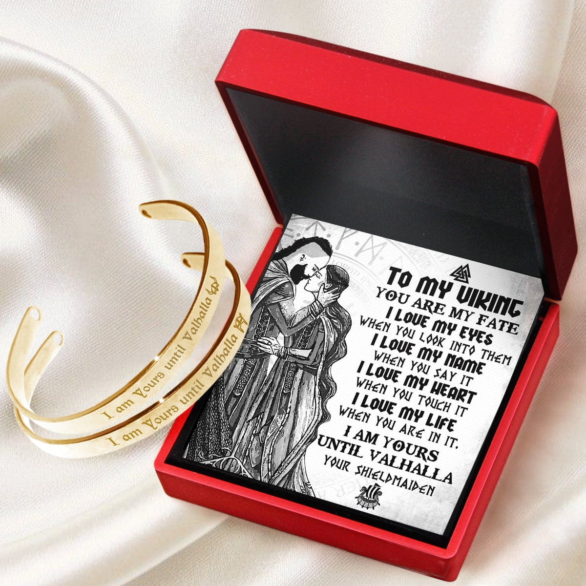 Viking Rune Couple Bracelets - Viking - To My Viking - I Am Yours Until Valhalla - Gbt26045