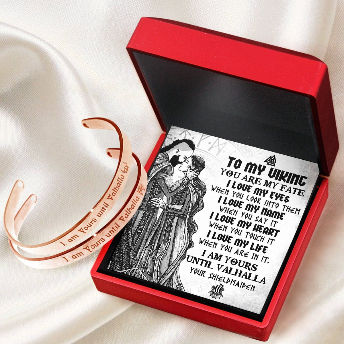 Viking Rune Couple Bracelets - Viking - To My Viking - I Am Yours Until Valhalla - Gbt26045